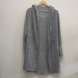 Sweet Romeo cheetah print long hooded cardigan size XS